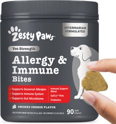Zesty Paws Vet Strength Allergy & Immune Bites Soft Chews Fish Oil Supplement for Dogs, 90 count