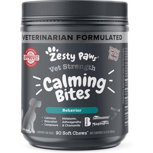 Zesty Paws Vet Strength Turkey Flavored Chew Calming Supplement for Dogs, 90 count