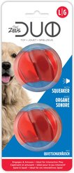 Zeus Duo Ball with Squeaker Dog Toy, 2.5-in, 2 count