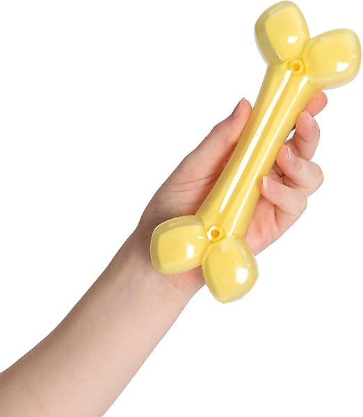 Show full view: Zeus Duo Bone Dog Toy, 7-in, Yellow slide 3 of 5