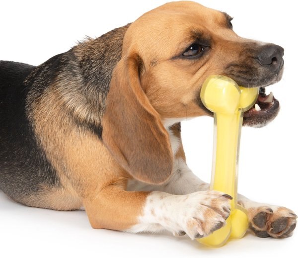 Show full view: Zeus Duo Bone Dog Toy, 7-in, Yellow slide 4 of 5