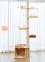 Zeus & Ruta Indoor 5-Tier Adjustable Cat Tree Tower with Perch & Scratching Post, Beige slide 2 of 8