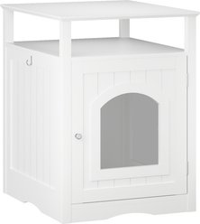 Zeus & Ruta Wooden Cat Litter Box Enclosure Furniture with Enclosed Cabinet, White slide 1 of 6