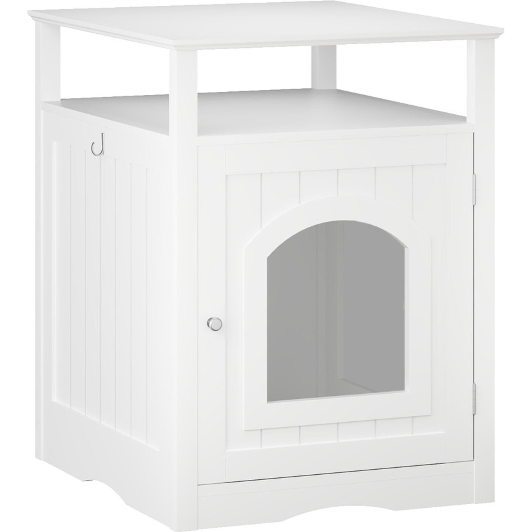 Zeus & Ruta Wooden Cat Litter Box Enclosure Furniture with Enclosed Cabinet, White
