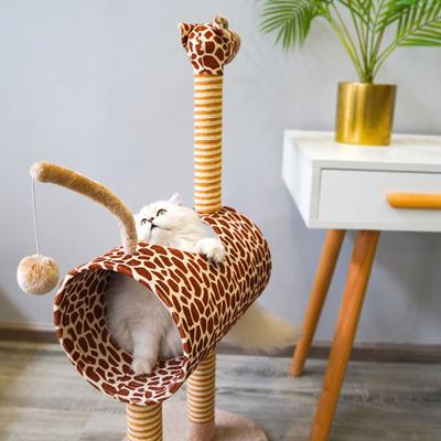 Show full view: ZEZE Giraffe Tree with tunnel & Scratcher Cat Furniture, Large slide 3 of 8