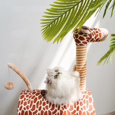 Show full view: ZEZE Giraffe Tree with tunnel & Scratcher Cat Furniture, Large slide 4 of 8