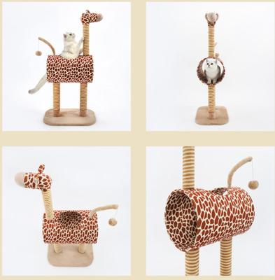Show full view: ZEZE Giraffe Tree with tunnel & Scratcher Cat Furniture, Large slide 7 of 8