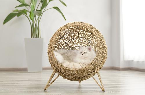 Show full view: ZEZE Knipsa Bird Nest Cat Stand Chair, Natural slide 2 of 6