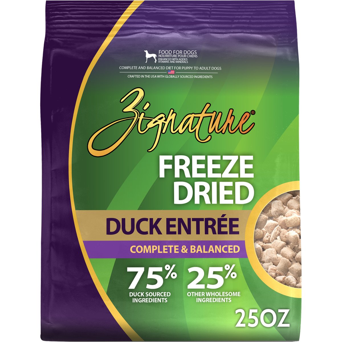 Zignature Duck Entrée Freeze-Dried Dog Food, 25-oz bag