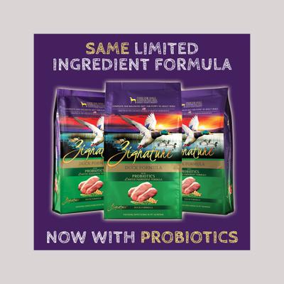 Show full view: Zignature Duck Limited Ingredient Formula Grain-Free Dry Dog Food, 25-lb bag + Zignature Grain-Free Duck Formula Ziggy Bars Biscuit Dog Treats, 12-oz bag slide 3 of 9