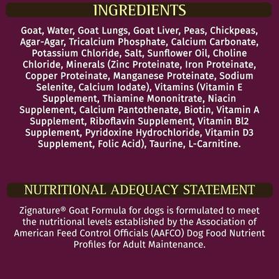 Show full view: Zignature Goat Limited Ingredient Formula Canned Dog Food, 13-oz, case of 12 slide 8 of 11
