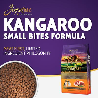 Show full view: Zignature Kangaroo Formula Small Bites Dry Dog Food, 4-lb bag slide 3 of 10