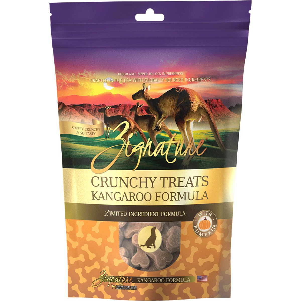 Zignature Crunchy Treats Kangaroo Formula Dog Treats, 12-oz bag