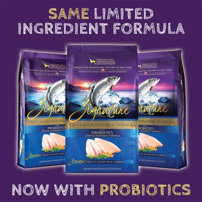 Show full view: Zignature Limited Ingredient Formula Trout & Salmon Meal Dry Dog Food, 25-lb bag slide 3 of 11