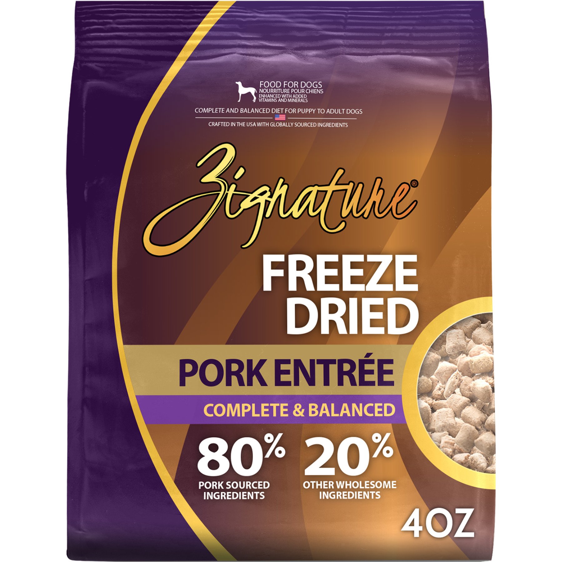 Zignature Pork Entrée Freeze-Dried Dog Food, 4-oz bag