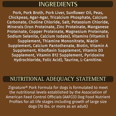 Show full view: Zignature Pork Limited Ingredient Formula Canned Dog Food, 13-oz, case of 12 slide 8 of 11