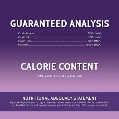 Show full view: Zignature Puppy Formula Pate Canned Wet Dog Food, 13-oz can, 12 count slide 6 of 9