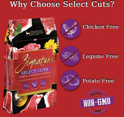 Show full view: Zignature Select Cuts Lamb & Lamb Meal Formula Dry Dog Food, 25-lb bag slide 5 of 9