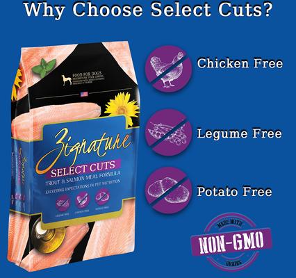 Show full view: Zignature Select Cuts Trout & Salmon Meal Formula Dry Dog Food, 12.5-lb bag slide 5 of 8