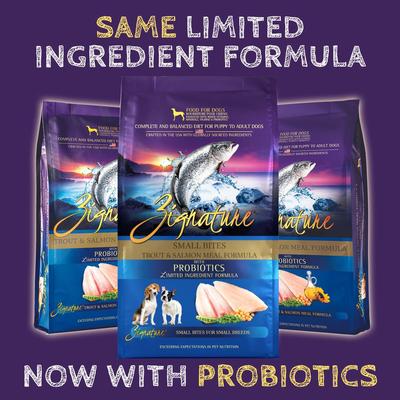 Show full view: Zignature Small Bites Trout & Salmon Meal Dry Dog Food, 12.5-lb bag slide 5 of 11