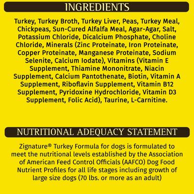Show full view: Zignature Turkey Limited Ingredient Formula Canned Dog Food, 13-oz, case of 12 slide 7 of 10