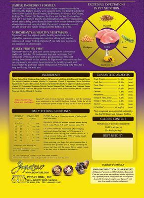 Show full view: Zignature Turkey Limited Ingredient Formula Grain-Free Dry Food + Turkey Formula Ziggy Bars Biscuit Dog Treats slide 3 of 5