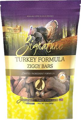 Show full view: Zignature Turkey Limited Ingredient Formula Grain-Free Dry Food + Turkey Formula Ziggy Bars Biscuit Dog Treats slide 5 of 5