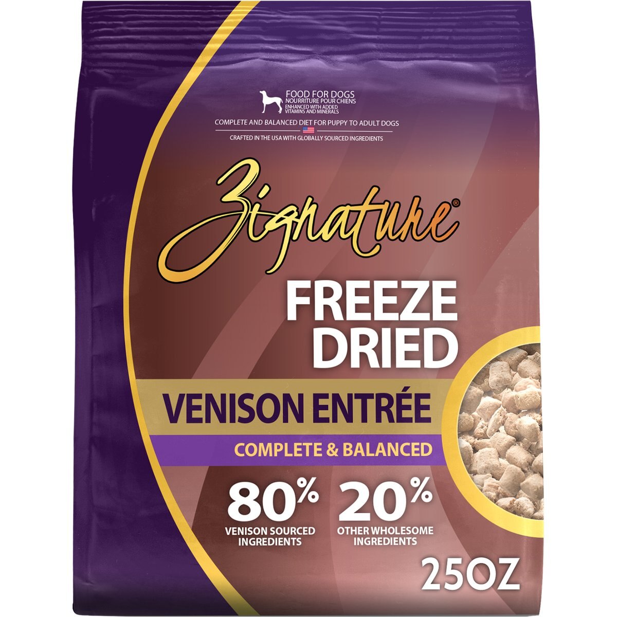 Zignature Venison Entrée Freeze-Dried Dog Food, 25-oz bag