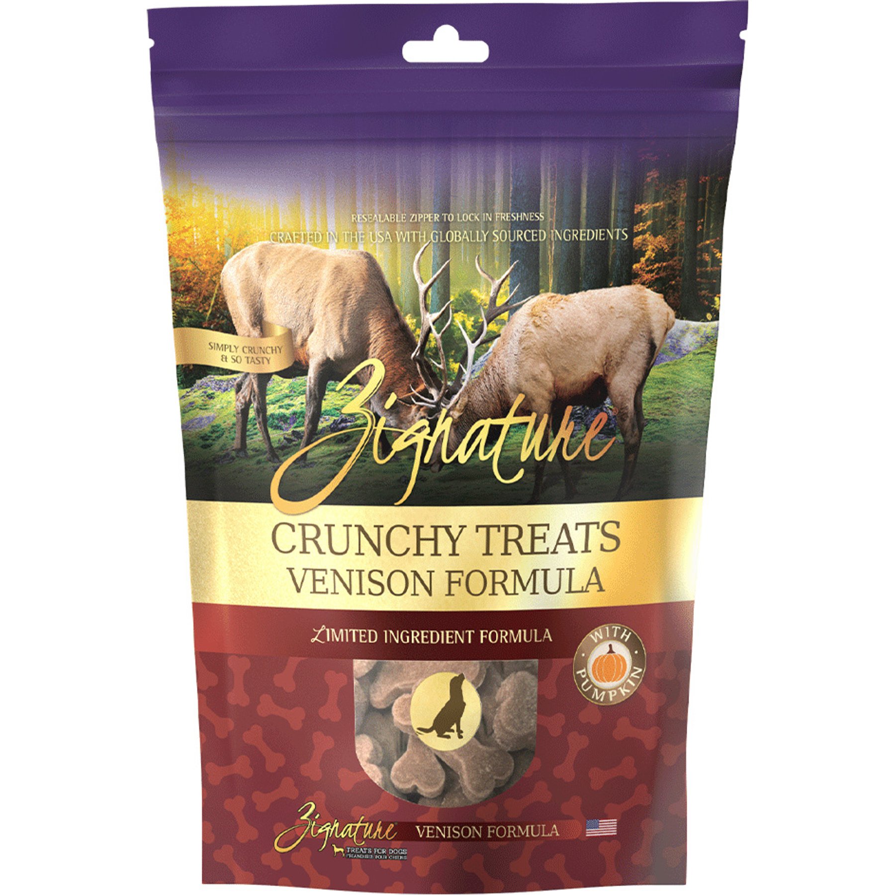 Zignature Crunchy Treats Venison Formula Dog Treats, 12-oz bag