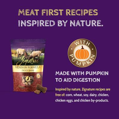Show full view: Zignature Venison Formula Ziggy Bars Biscuit Dog Treats, 12-oz bag slide 5 of 8