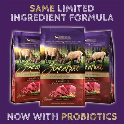 Show full view: Zignature Venison Limited Ingredient Formula Dry Food, 12.5-lb bag + Ziggy Bars Biscuit Treats, 12-oz bag + Soft Dog Treats, 4-oz bag slide 3 of 9