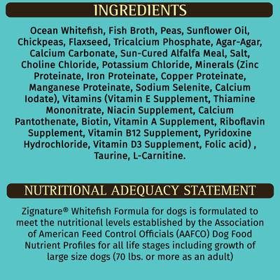 Show full view: Zignature Whitefish Limited Ingredient Formula Canned Dog Food, 13-oz, case of 12 slide 8 of 11