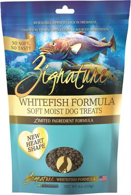 Show full view: Zignature Whitefish Limited Ingredient Formula Dry Food, 12.5-lb bag + Ziggy Bars Biscuit Treats, 12-oz bag + Soft Dog Treats, 4-oz bag slide 8 of 9