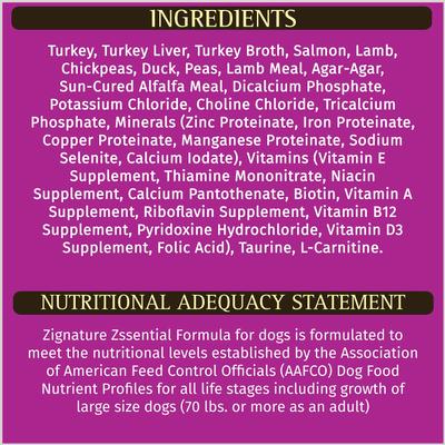 Show full view: Zignature Zssential Multi-Protein Formula Canned Dog Food, 13-oz, case of 12 slide 8 of 11