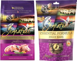 Zignature Zssential Multi-Protein Formula Dry Food, 12.5-lb bag + Ziggy Bars Biscuit Dog Treats, 12-oz bag