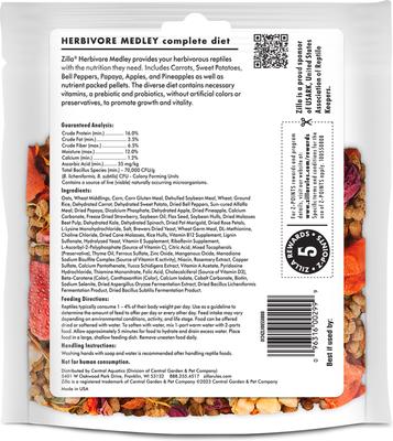 Show full view: Zilla Herbivore Medley Diet Bearded Dragon Lizard & Tortoise Food, 4-oz bag slide 9 of 11