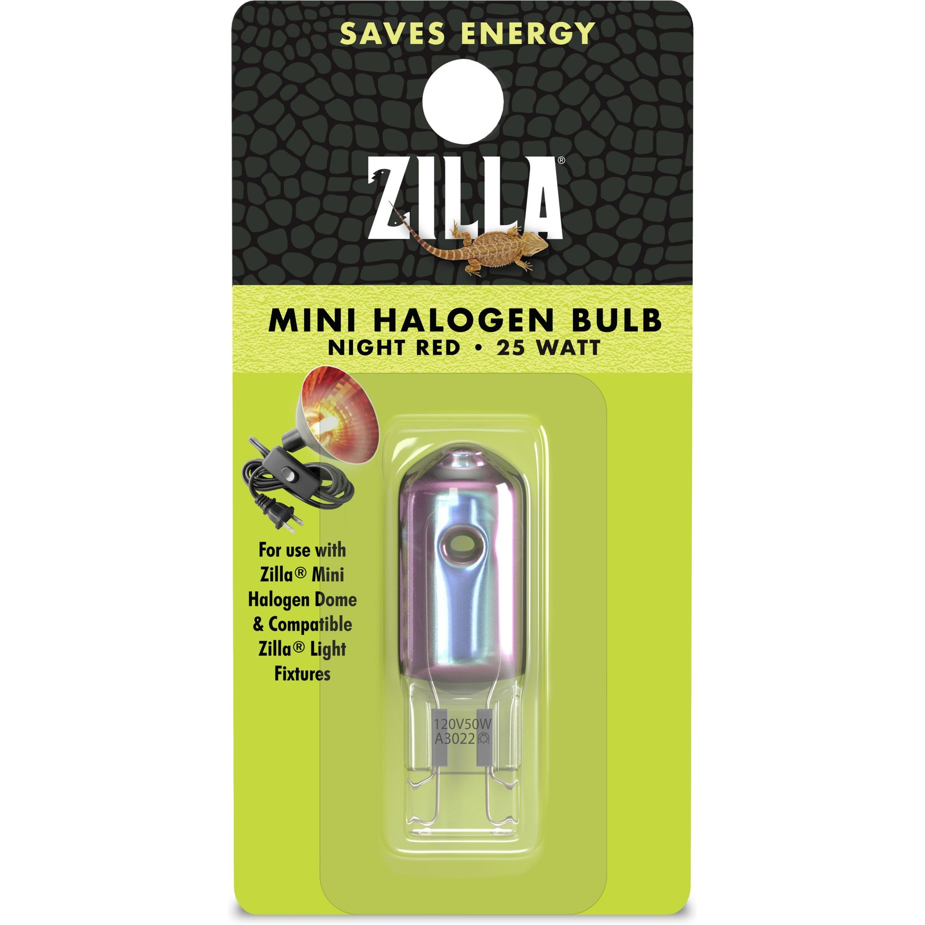 Zilla Light & Heat Mini Halogen Bulb for Reptile Terrariums, Night Red, 25 Watts