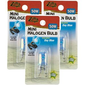 Zilla Mini Day Blue Halogen Bulb for Reptile Terrariums, 50-watt, bundle of 3
