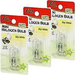 Zilla Mini Day White Halogen Bulb for Reptile Terrariums, 25-watt, bundle of 3