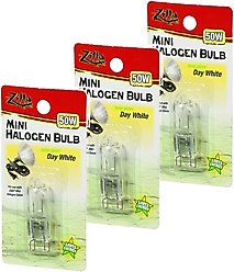 Zilla Mini Day White Halogen Bulb for Reptile Terrariums, 50-watt, bundle of 3