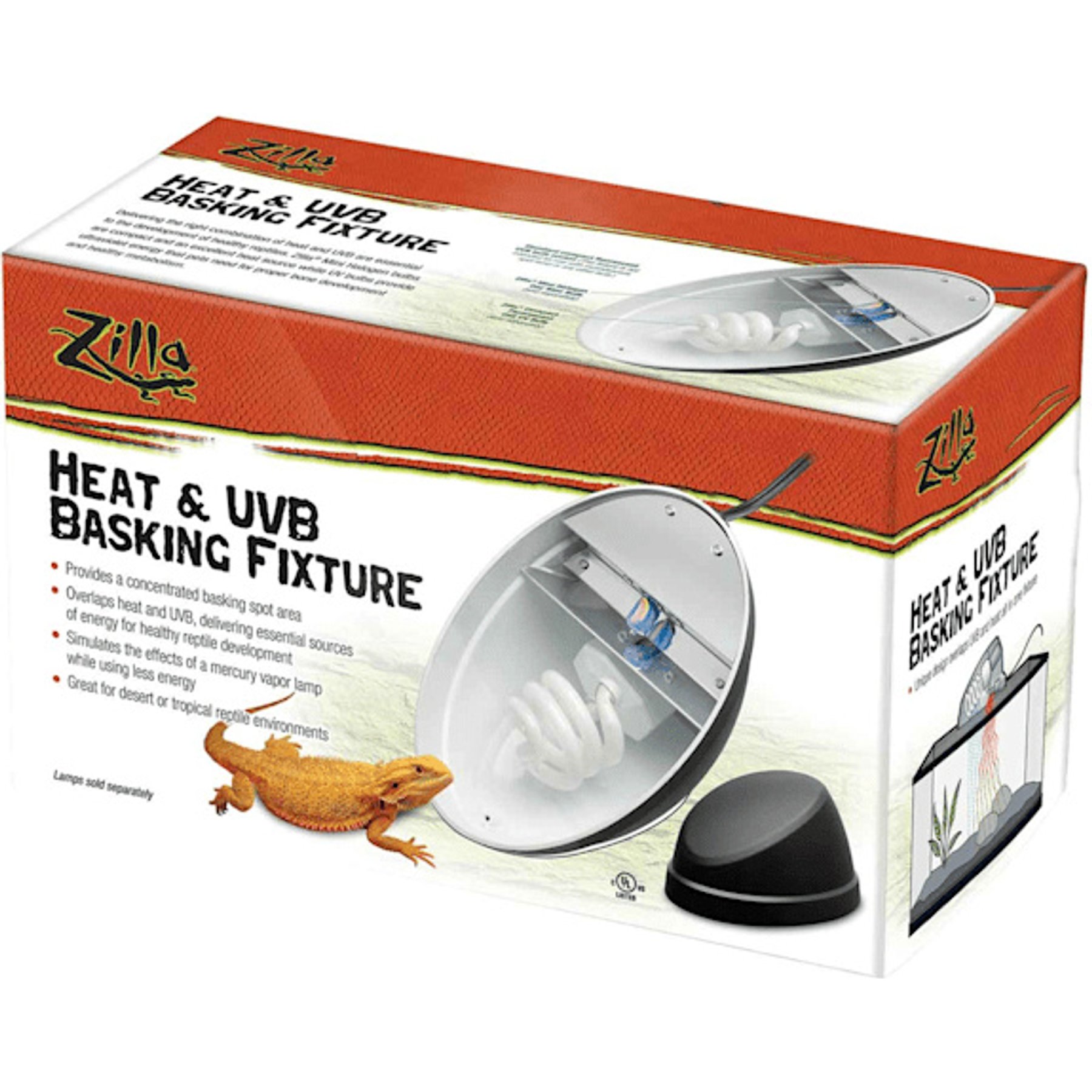 Zilla Mini Halogen & UVB Combo Fixture for Reptile Terrariums, 9.6-in
