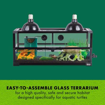 Show full view: Zilla Aquatic Turtle QuickBuild Terrarium, Black, 30 x 12 x 13.5-in, 20 Gal slide 4 of 9