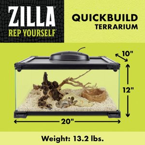 Zilla QuickBuild Terrarium with Easy Clean Bedding Tray, Black, 20-in