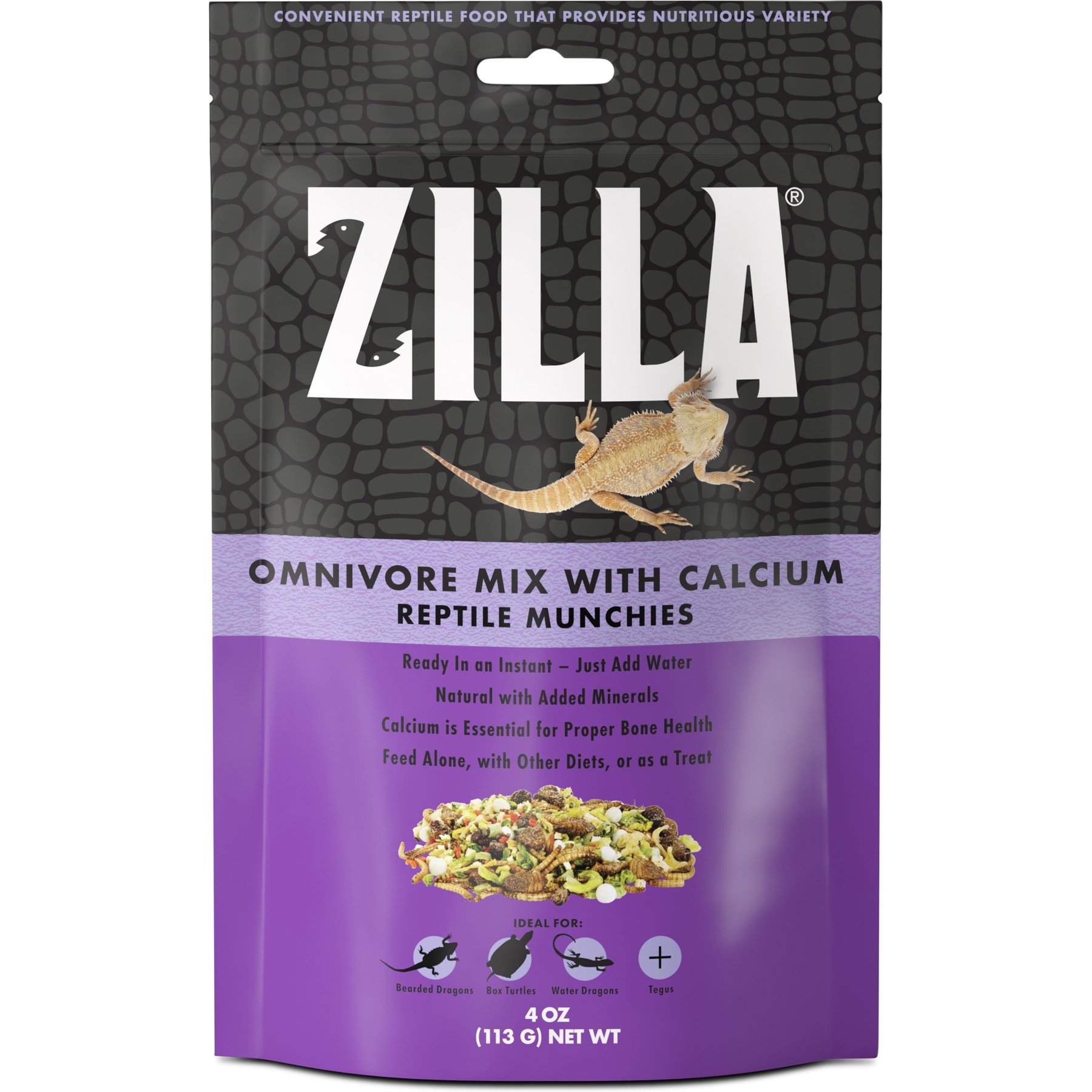 Zilla Reptile Munchies Omnivore with Calcium, 4-oz