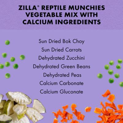 Show full view: Zilla Reptile Munchies Vegetable Mix with Calcium Lizard Food, 4-oz bag slide 5 of 8