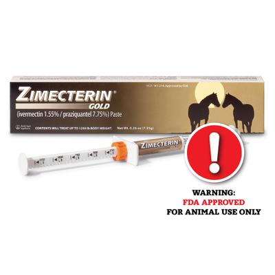 Show full view: Zimecterin Gold Ivermectin & Praziquantel Paste Horse Dewormer, 0.26-oz syringe, 1 count slide 1 of 9