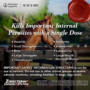 Zimecterin Ivermectin 1.87% Paste Horse Dewormer, .21-oz syringe, 1 count