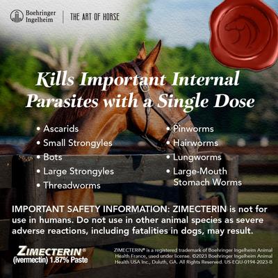 Show full view: Zimecterin Ivermectin 1.87% Paste Horse Dewormer, .21-oz syringe, 1 count slide 3 of 9