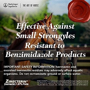 Zimecterin Ivermectin 1.87% Paste Horse Dewormer, .21-oz syringe, 1 count