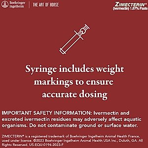 Zimecterin Ivermectin 1.87% Paste Horse Dewormer, .21-oz syringe, 1 count